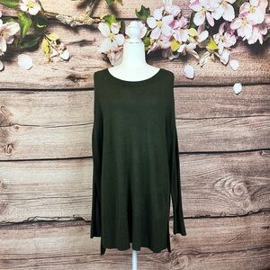 Women’s Acrylic Solid Elegant Minimalist Split Side Knit Sweater Tunic Large